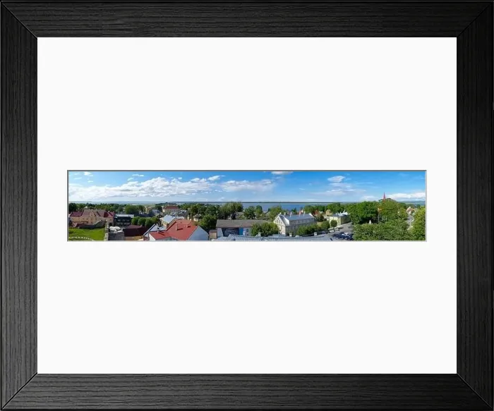 Framed Print : Panoramic aerial view of Haapsalu, sea and skyline Framed Print : Panoramic aerial view of Haapsalu, sea and skyline