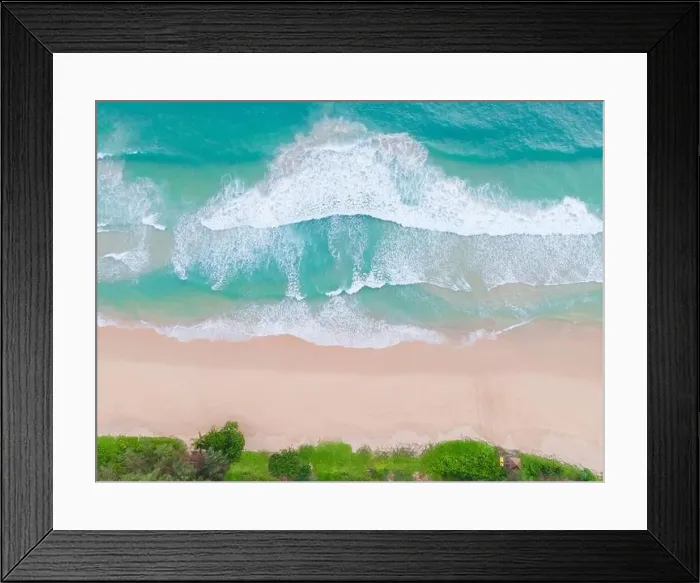 Framed Print : Aerial view top view Beautiful topical beach with white sand coconut palm trees and sea Framed Print : Aerial view top view Beautiful topical beach with white sand coconut palm trees and sea