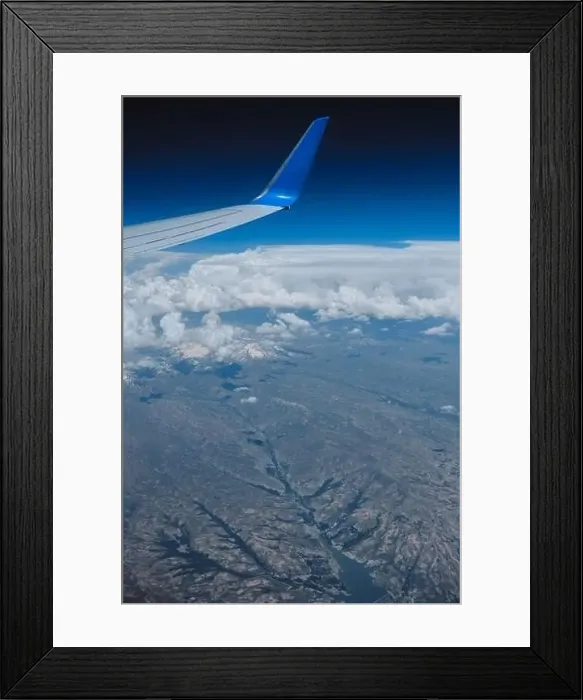Framed Print : Mountain lake view from airplane. Middle East landscape aerial view Framed Print : Mountain lake view from airplane. Middle East landscape aerial view