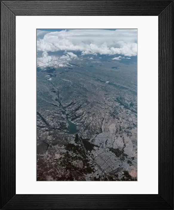 Framed Print : Aerial view city landscape. Middle East village airplane view Framed Print : Aerial view city landscape. Middle East village airplane view
