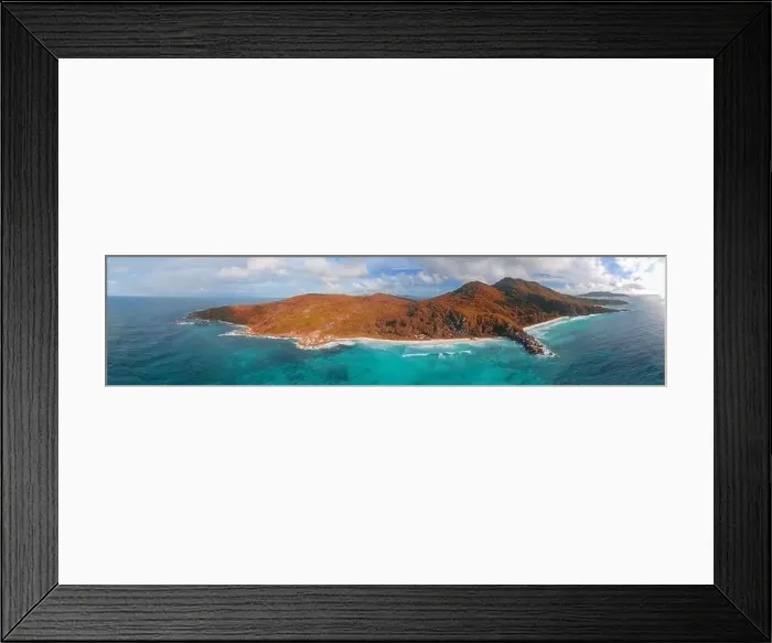 Framed Print : La Digue, Seychelles Island. Amazing aerial view of beach and ocean from a drone Framed Print : La Digue, Seychelles Island. Amazing aerial view of beach and ocean from a drone