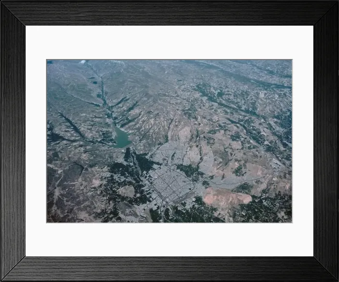Framed Print : City map view. Middle East village airplane view Framed Print : City map view. Middle East village airplane view