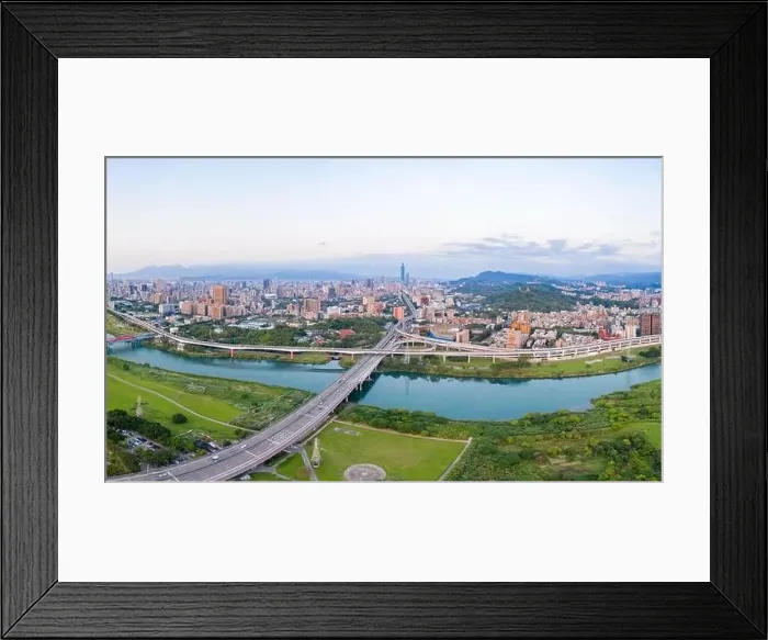 Framed Print : Taipei City Aerial View - Asia business concept image Framed Print : Taipei City Aerial View - Asia business concept image