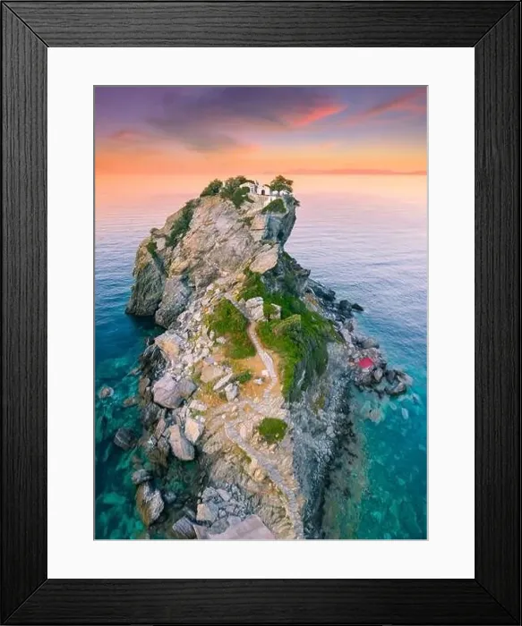 Framed Print : Aerial view of the famous small church Agios Ioannis Framed Print : Aerial view of the famous small church Agios Ioannis