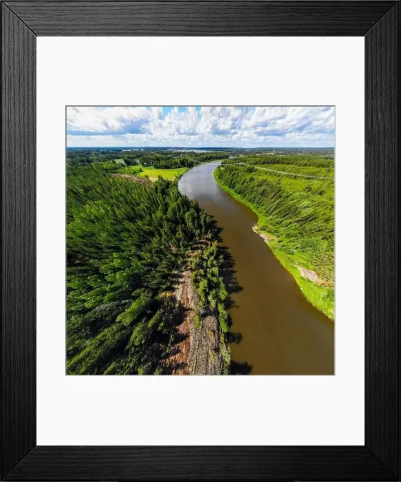Framed Print : Aerial panoramic summer view of rapid Ahvionkoski at river Kymijoki, Finland Framed Print : Aerial panoramic summer view of rapid Ahvionkoski at river Kymijoki, Finland