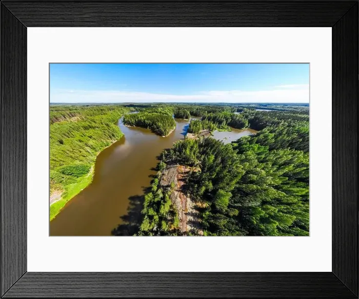 Framed Print : Aerial panoramic summer view of rapid Ahvionkoski at river Kymijoki, Finland Framed Print : Aerial panoramic summer view of rapid Ahvionkoski at river Kymijoki, Finland