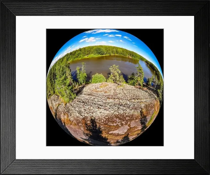 Framed Print : A three dimensional panoramic view of of rapid Ahvionkoski at Kymijoki river, Finland, in a mini planet panorama style Framed Print : A three dimensional panoramic view of of rapid Ahvionkoski at Kymijoki river, Finland, in a mini planet panorama style