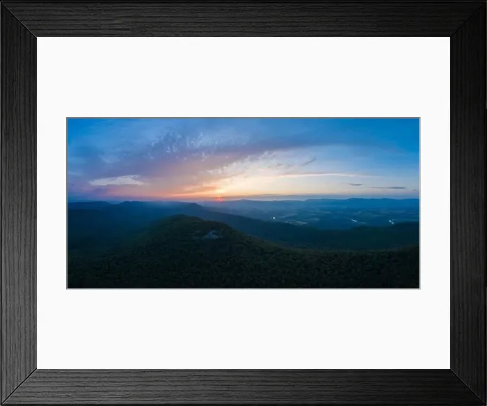 Framed Print : An aerial panoramic shot of the sunrise as seen from Duncan Knob -Massanutten Range - George Washington National Forest Framed Print : An aerial panoramic shot of the sunrise as seen from Duncan Knob -Massanutten Range - George Washington National Forest