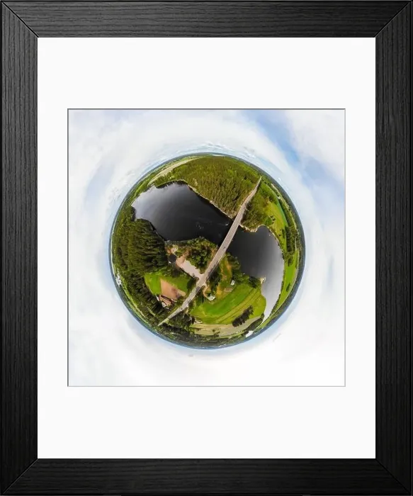 Framed Print : A three dimensional aerial panoramic view of rapid Susikoski at river Kymijoki