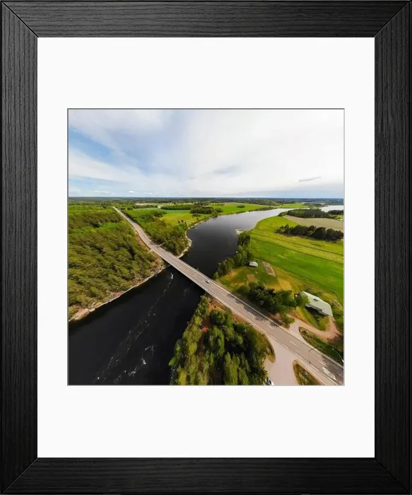 Framed Print : Aerial panoramic view of rapid Susikoski at river Kymijoki, Finland Framed Print : Aerial panoramic view of rapid Susikoski at river Kymijoki, Finland