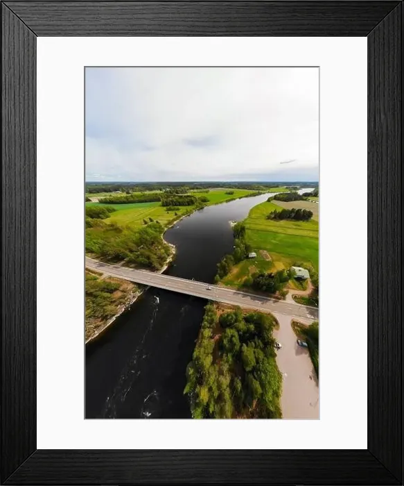 Framed Print : Aerial panoramic view of rapid Susikoski at river Kymijoki, Finland Framed Print : Aerial panoramic view of rapid Susikoski at river Kymijoki, Finland