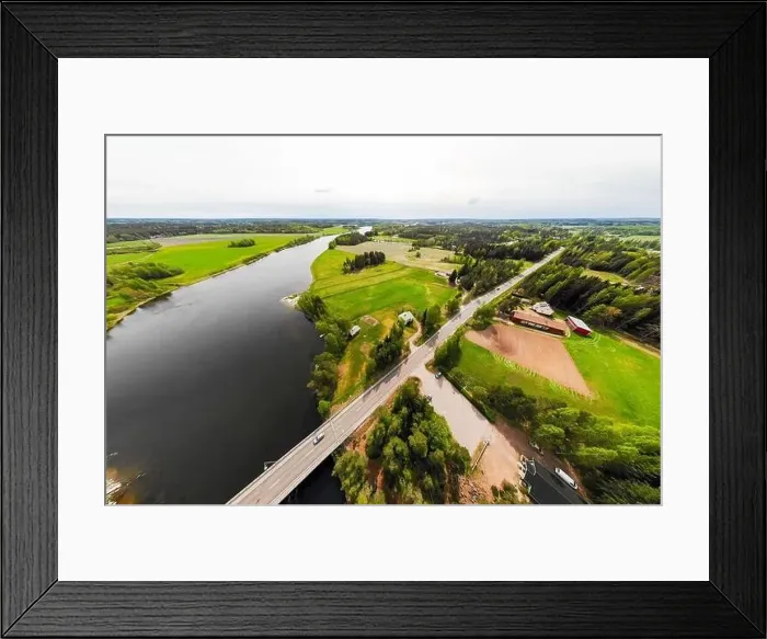 Framed Print : Aerial panoramic view of rapid Susikoski at river Kymijoki, Finland Framed Print : Aerial panoramic view of rapid Susikoski at river Kymijoki, Finland