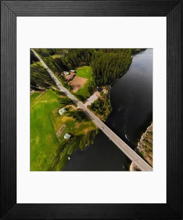 Framed Print : Aerial panoramic view of rapid Susikoski at river Kymijoki, Finland Framed Print : Aerial panoramic view of rapid Susikoski at river Kymijoki, Finland