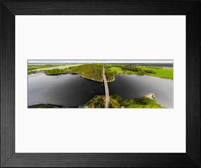 Framed Print : Aerial panoramic view of rapid Susikoski at river Kymijoki, Finland Framed Print : Aerial panoramic view of rapid Susikoski at river Kymijoki, Finland