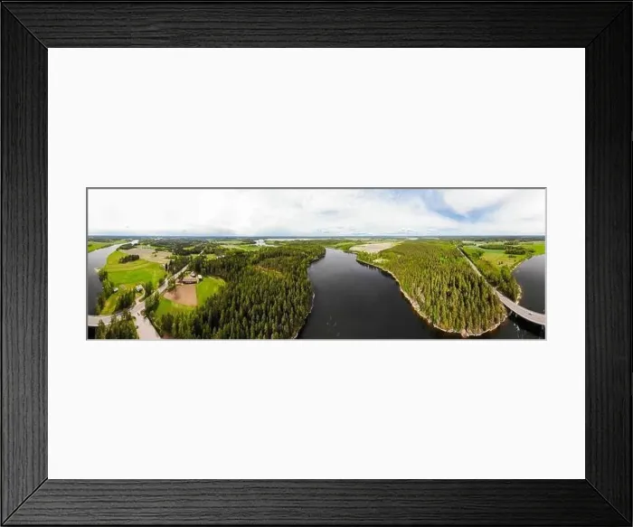 Framed Print : Aerial panoramic view of rapid Susikoski at river Kymijoki, Finland Framed Print : Aerial panoramic view of rapid Susikoski at river Kymijoki, Finland