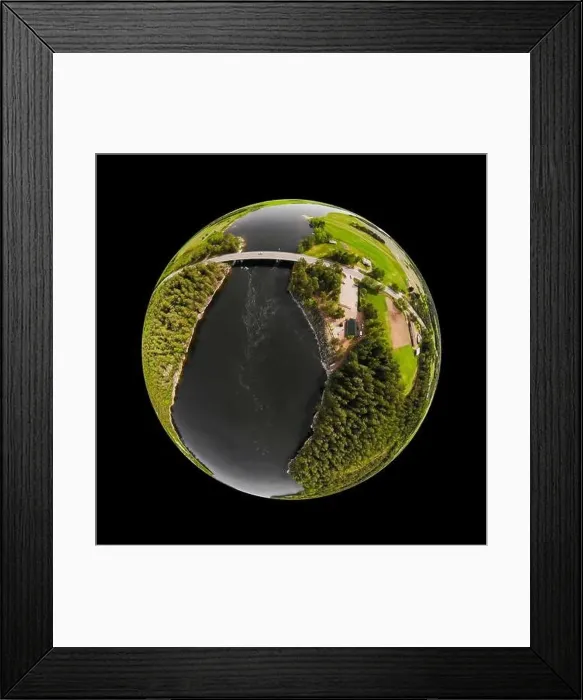 Framed Print : A three dimensional aerial panoramic view of rapid Susikoski at river Kymijoki