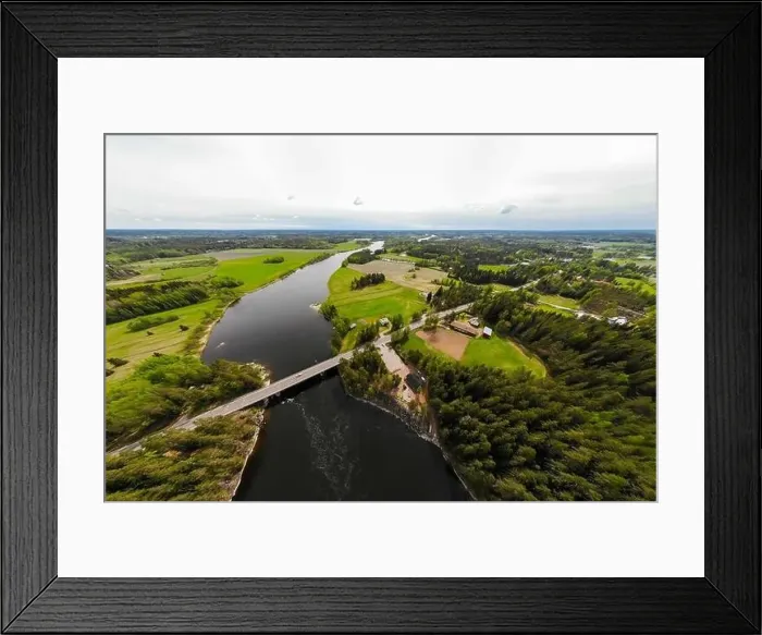 Framed Print : Aerial panoramic view of rapid Susikoski at river Kymijoki, Finland Framed Print : Aerial panoramic view of rapid Susikoski at river Kymijoki, Finland