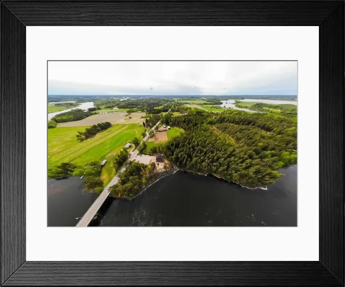 Framed Print : Aerial panoramic view of rapid Susikoski at river Kymijoki, Finland Framed Print : Aerial panoramic view of rapid Susikoski at river Kymijoki, Finland