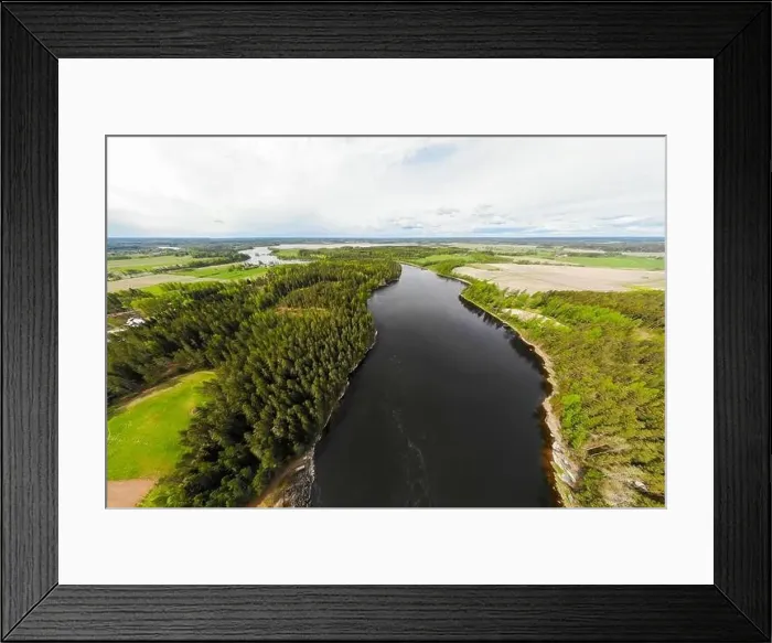 Framed Print : Aerial panoramic view of rapid Susikoski at river Kymijoki, Finland Framed Print : Aerial panoramic view of rapid Susikoski at river Kymijoki, Finland
