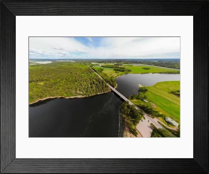 Framed Print : Aerial panoramic view of rapid Susikoski at river Kymijoki, Finland Framed Print : Aerial panoramic view of rapid Susikoski at river Kymijoki, Finland