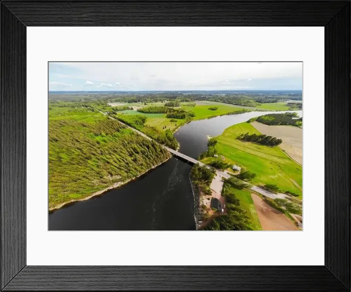 Framed Print : Aerial panoramic view of rapid Susikoski at river Kymijoki, Finland Framed Print : Aerial panoramic view of rapid Susikoski at river Kymijoki, Finland