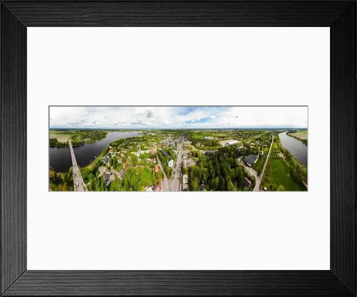 Framed Print : Aerial panoramic view of city Inkeroinen at river Kymijoki, Finland Framed Print : Aerial panoramic view of city Inkeroinen at river Kymijoki, Finland