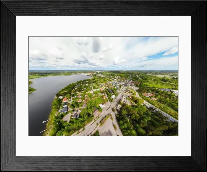Framed Print : Aerial panoramic view of city Inkeroinen at river Kymijoki, Finland Framed Print : Aerial panoramic view of city Inkeroinen at river Kymijoki, Finland