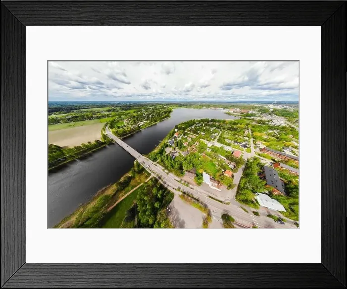 Framed Print : Aerial panoramic view of city Inkeroinen at river Kymijoki, Finland Framed Print : Aerial panoramic view of city Inkeroinen at river Kymijoki, Finland
