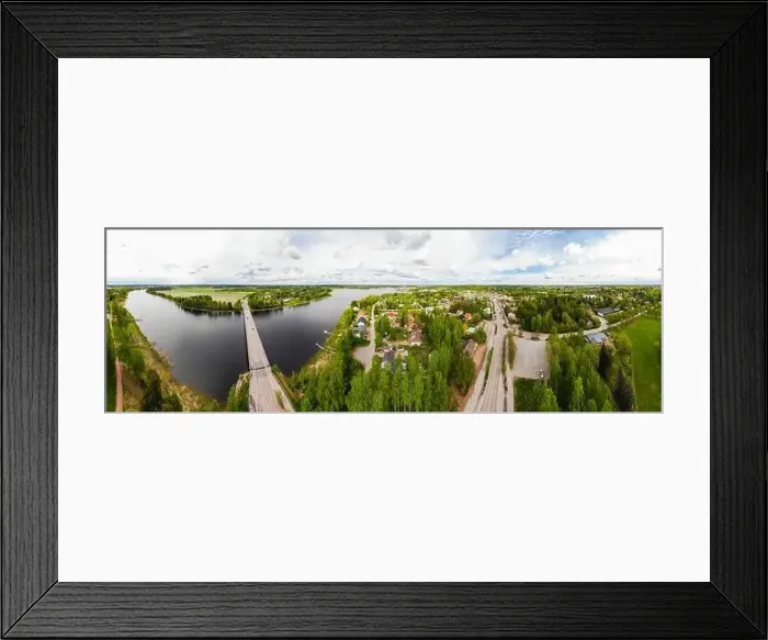 Framed Print : Aerial panoramic view of city Inkeroinen at river Kymijoki, Finland Framed Print : Aerial panoramic view of city Inkeroinen at river Kymijoki, Finland