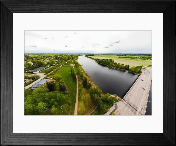 Framed Print : Aerial panoramic view of city Inkeroinen at river Kymijoki, Finland Framed Print : Aerial panoramic view of city Inkeroinen at river Kymijoki, Finland