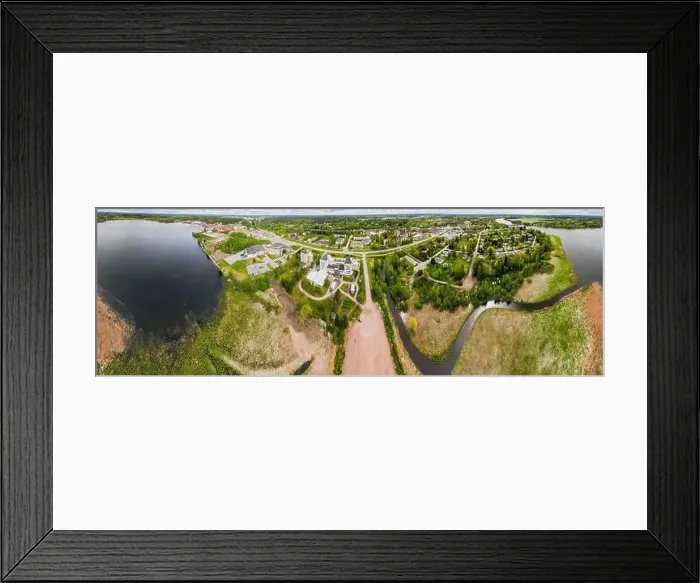 Framed Print : Aerial panoramic view of city Inkeroinen at river Kymijoki, Finland Framed Print : Aerial panoramic view of city Inkeroinen at river Kymijoki, Finland