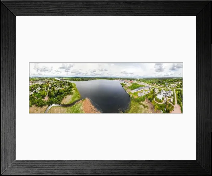 Framed Print : Aerial panoramic view of city Inkeroinen at river Kymijoki, Finland Framed Print : Aerial panoramic view of city Inkeroinen at river Kymijoki, Finland