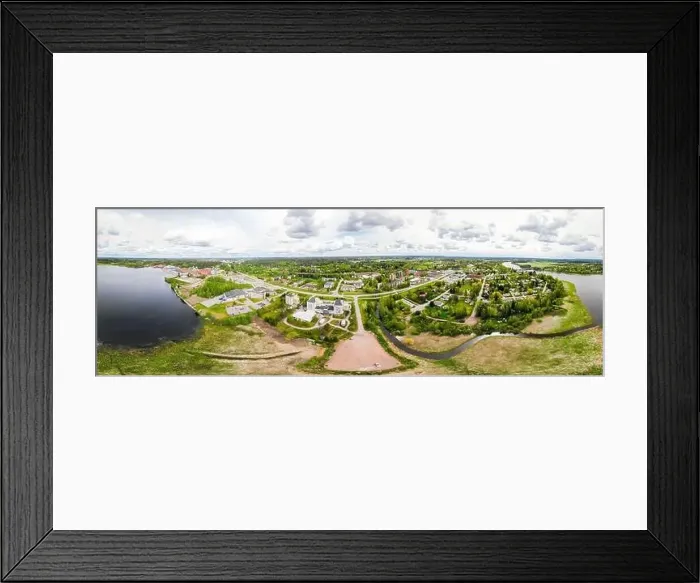 Framed Print : Aerial panoramic view of city Inkeroinen at river Kymijoki, Finland Framed Print : Aerial panoramic view of city Inkeroinen at river Kymijoki, Finland