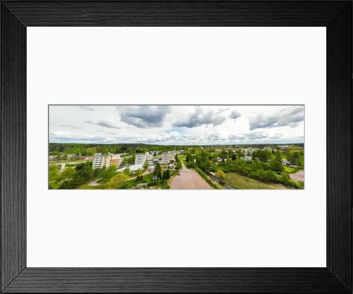 Framed Print : Aerial panoramic view of city Inkeroinen at river Kymijoki, Finland Framed Print : Aerial panoramic view of city Inkeroinen at river Kymijoki, Finland