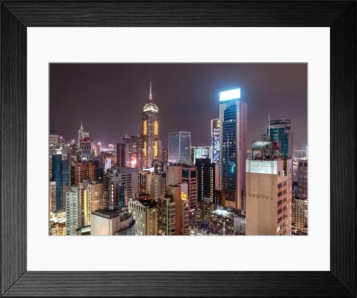 Framed Print : The amazing night and sunset view of cityscape and skyscrapers in Hong-Kong Framed Print : The amazing night and sunset view of cityscape and skyscrapers in Hong-Kong