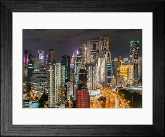 Framed Print : The amazing night and sunset view of cityscape and skyscrapers in Hong-Kong Framed Print : The amazing night and sunset view of cityscape and skyscrapers in Hong-Kong