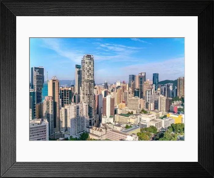 Framed Print : The amazing view of Hong-Kong cityscape full of skyscrapers from the rooftop