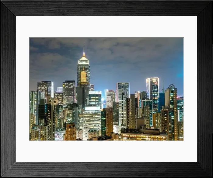Framed Print : The amazing night and sunset view of cityscape and skyscrapers in Hong-Kong Framed Print : The amazing night and sunset view of cityscape and skyscrapers in Hong-Kong