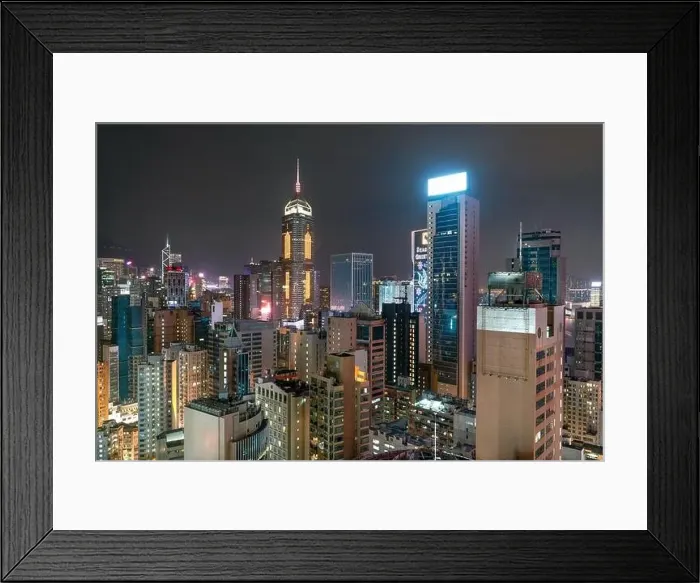 Framed Print : The amazing night and sunset view of cityscape and skyscrapers in Hong-Kong Framed Print : The amazing night and sunset view of cityscape and skyscrapers in Hong-Kong