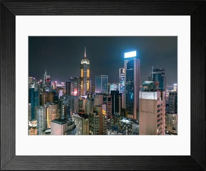 Framed Print : The amazing night and sunset view of cityscape and skyscrapers in Hong-Kong Framed Print : The amazing night and sunset view of cityscape and skyscrapers in Hong-Kong