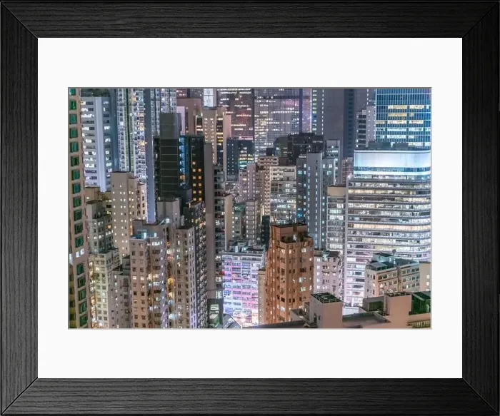 Framed Print : The amazing night and sunset view of cityscape and skyscrapers in Hong-Kong Framed Print : The amazing night and sunset view of cityscape and skyscrapers in Hong-Kong