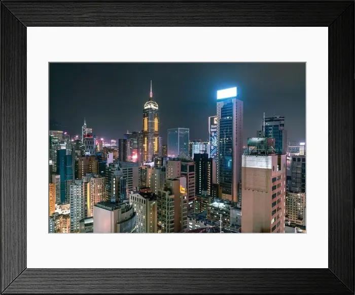 Framed Print : The amazing night and sunset view of cityscape and skyscrapers in Hong-Kong Framed Print : The amazing night and sunset view of cityscape and skyscrapers in Hong-Kong