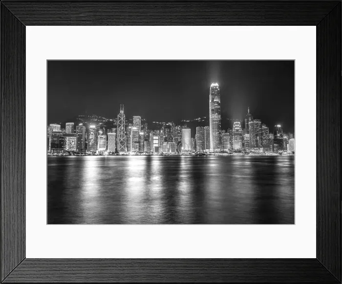 Framed Print : The incredible night cityscape view of lights on the water on Victoria Harbour in Hong Kong Framed Print : The incredible night cityscape view of lights on the water on Victoria Harbour in Hong Kong