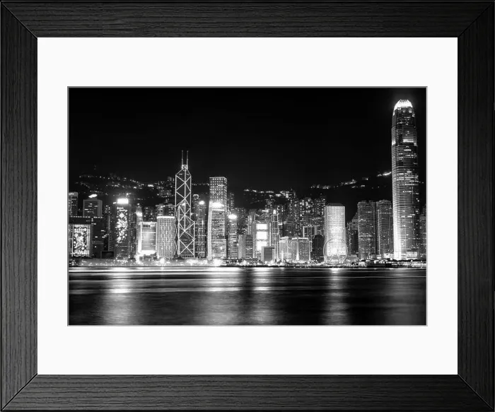 Framed Print : The incredible night cityscape view of lights on the water on Victoria Harbour in Hong Kong Framed Print : The incredible night cityscape view of lights on the water on Victoria Harbour in Hong Kong