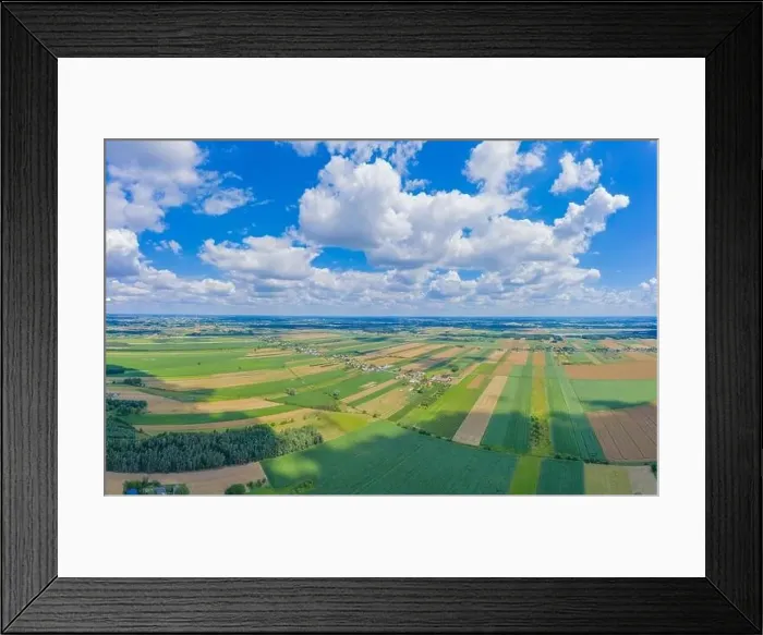 Framed Print : Panoramic Aerial vast green field view - Agriculture field aerial photo - Green landscapes drone photo Framed Print : Panoramic Aerial vast green field view - Agriculture field aerial photo - Green landscapes drone photo