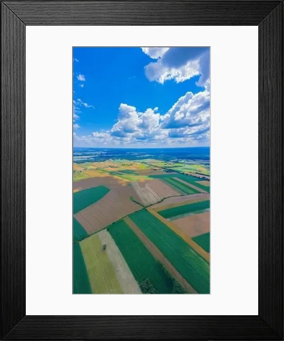 Framed Print : Panoramic Aerial vast green field view - Agriculture field aerial photo - Green landscapes drone photo Framed Print : Panoramic Aerial vast green field view - Agriculture field aerial photo - Green landscapes drone photo
