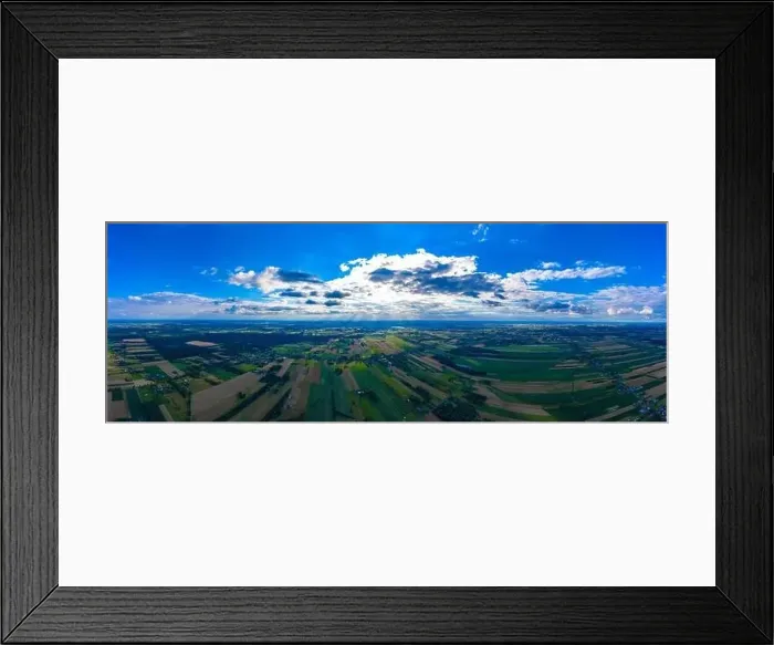 Framed Print : Panoramic Aerial vast green field view - Agriculture field aerial photo - Green landscapes drone photo Framed Print : Panoramic Aerial vast green field view - Agriculture field aerial photo - Green landscapes drone photo