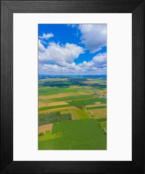 Framed Print : Panoramic Aerial vast green field view - Agriculture field aerial photo - Green landscapes drone photo Framed Print : Panoramic Aerial vast green field view - Agriculture field aerial photo - Green landscapes drone photo