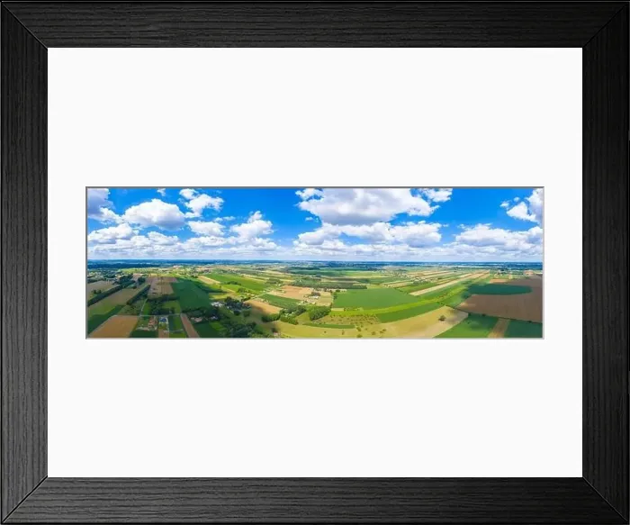 Framed Print : Stunning aerial panorama from a drone of countryside, village, green fields and trees, agriculture concept Framed Print : Stunning aerial panorama from a drone of countryside, village, green fields and trees, agriculture concept