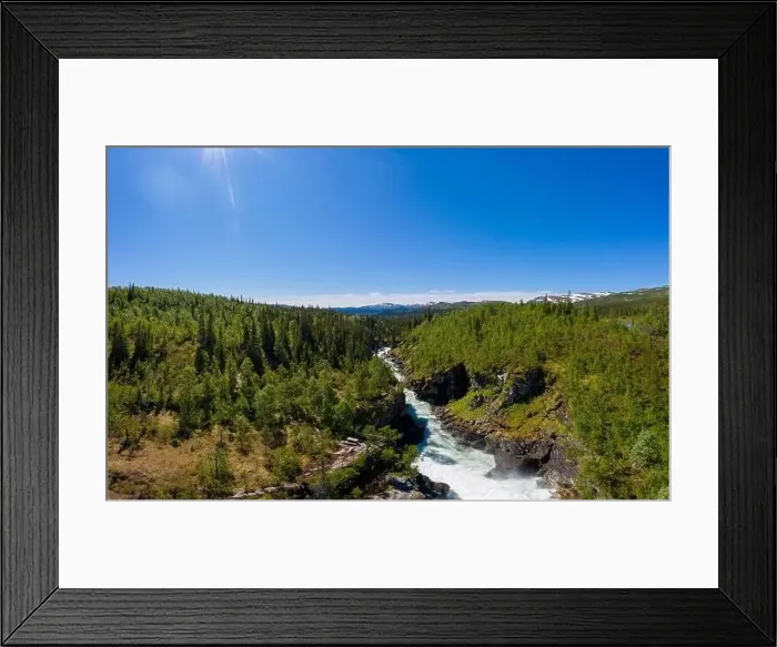 Framed Print : Aerial view of the Gausta waterfall in the north of Sweden Framed Print : Aerial view of the Gausta waterfall in the north of Sweden